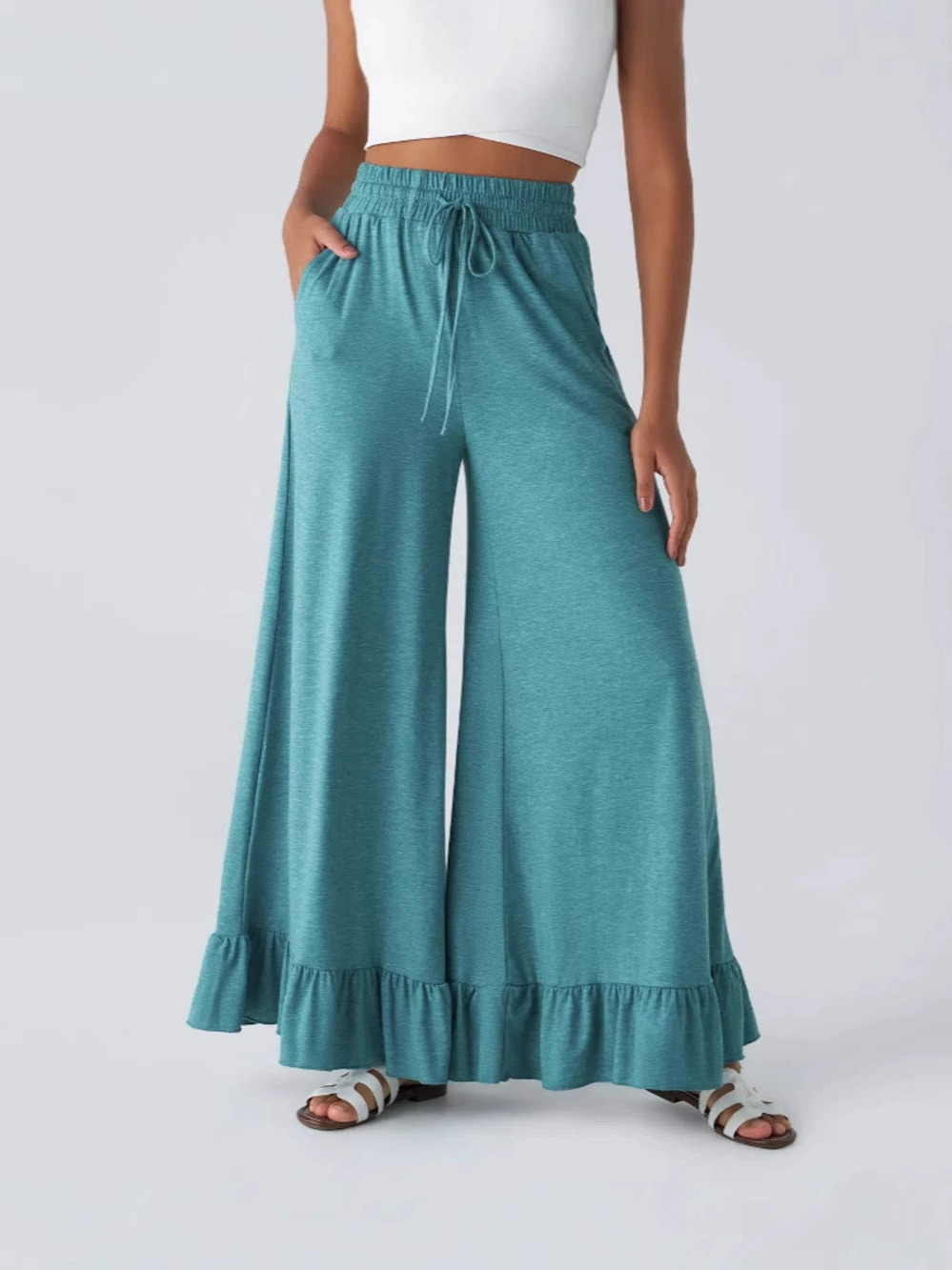 ZARA Spring Summer Women Casual Wide Leg Pants Fashion Elegant